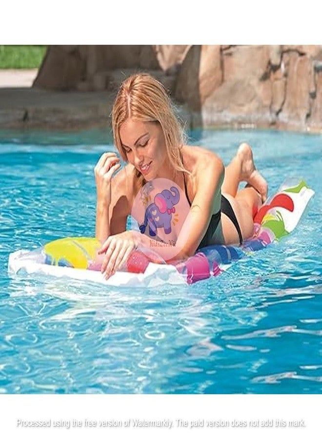 KidsZeeNie®Inflatable Floating Lounger with Headrest for Adult | Air Bed Blow Up Pool Party Rider for Water Games, Slides, Outdoor Summer Fun (Kids Age 6+) (Fiesta Mats) - Image 4